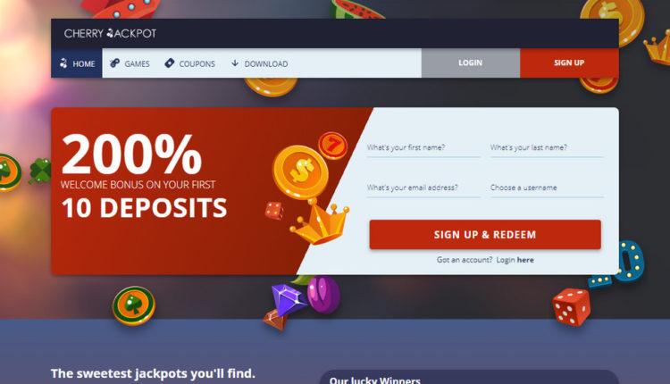 CherryJackpot 200% bonus code RTG casino