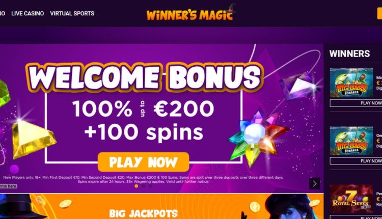 Winnersmagic Casino 100 giros & 200 EUR Bono de bienvenida
